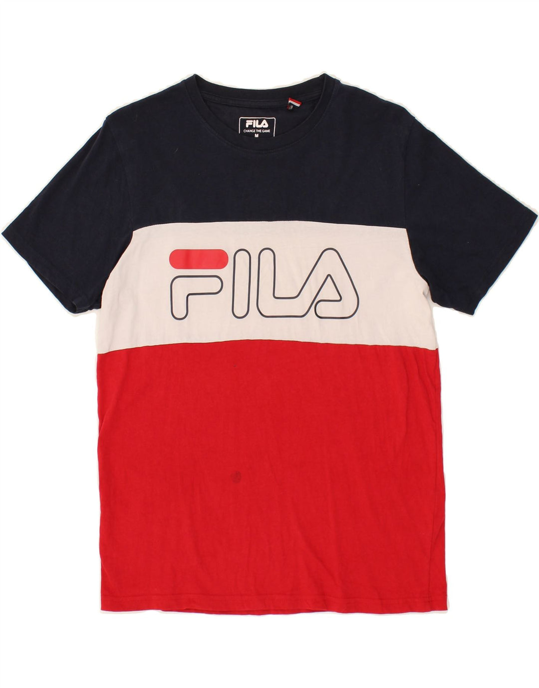 FILA Mens Graphic T-Shirt Top Medium Multicoloured Colourblock Cotton Vintage Fila and Second-Hand Fila from Messina Hembry 