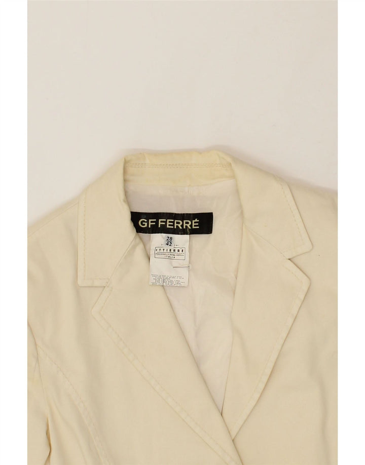 GF FERRE Womens 2 Button Blazer Jacket IT 42 Medium Off White Cotton Vintage GF Ferre and Second-Hand GF Ferre from Messina Hembry 