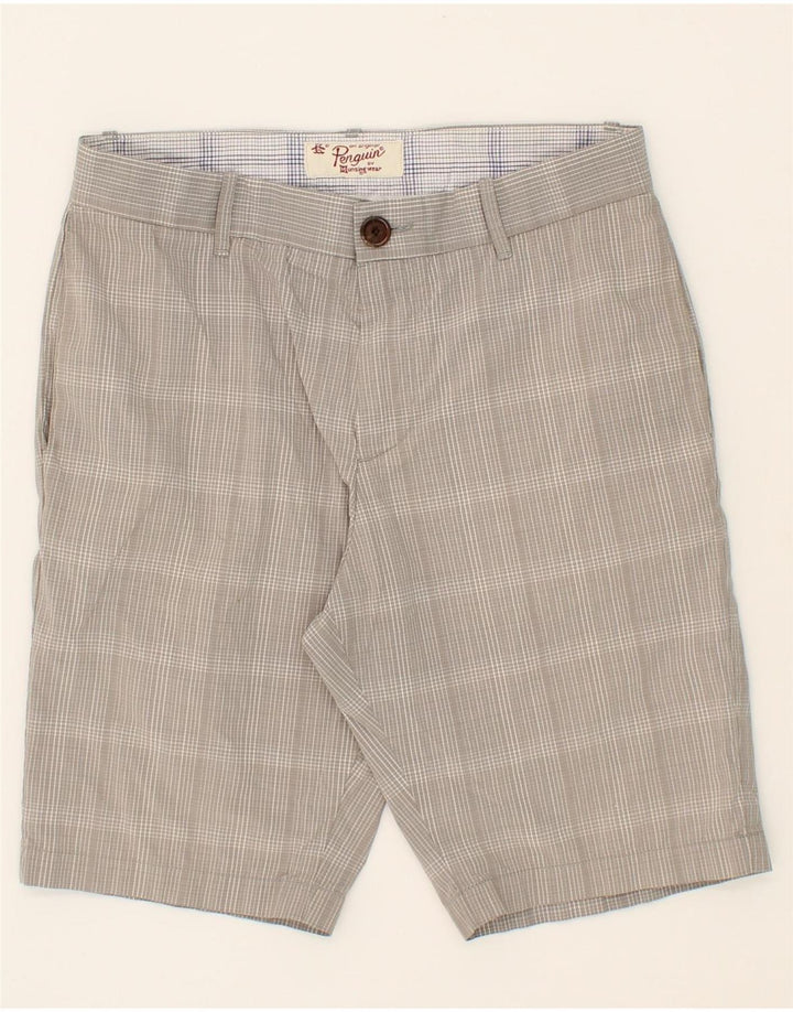 PENGUIN Mens Chino Shorts W30 Medium Grey Check Cotton Vintage Penguin and Second-Hand Penguin from Messina Hembry 