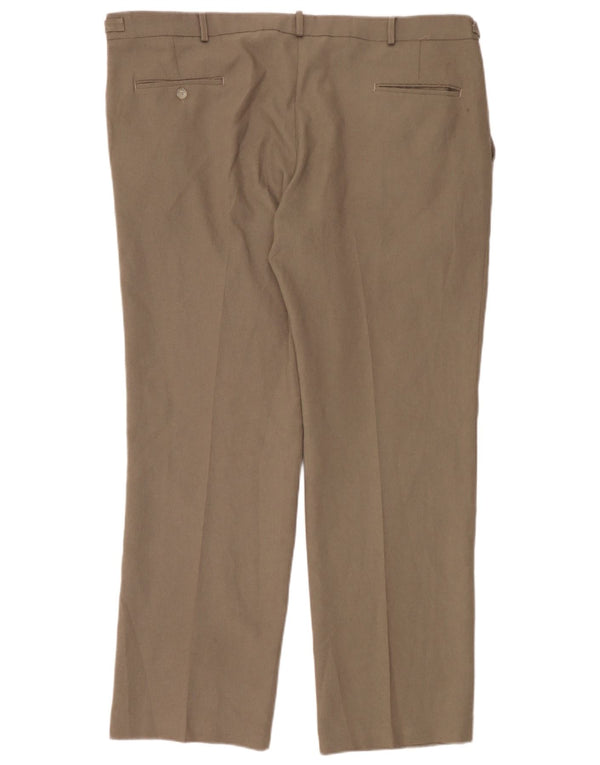 Pantaloni da completo da uomo con pegging Farah W42 L30 poliestere marrone