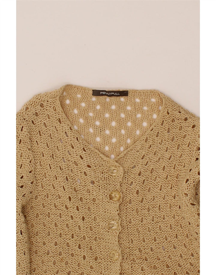 PENNY PULL Womens Crochet Cardigan Sweater UK 12 Medium Beige Vintage Penny Pull and Second-Hand Penny Pull from Messina Hembry 