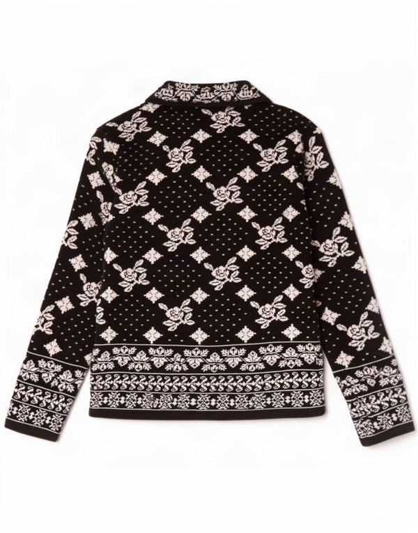 Maglione cardigan da donna Zara UK 14 grande nero floreale