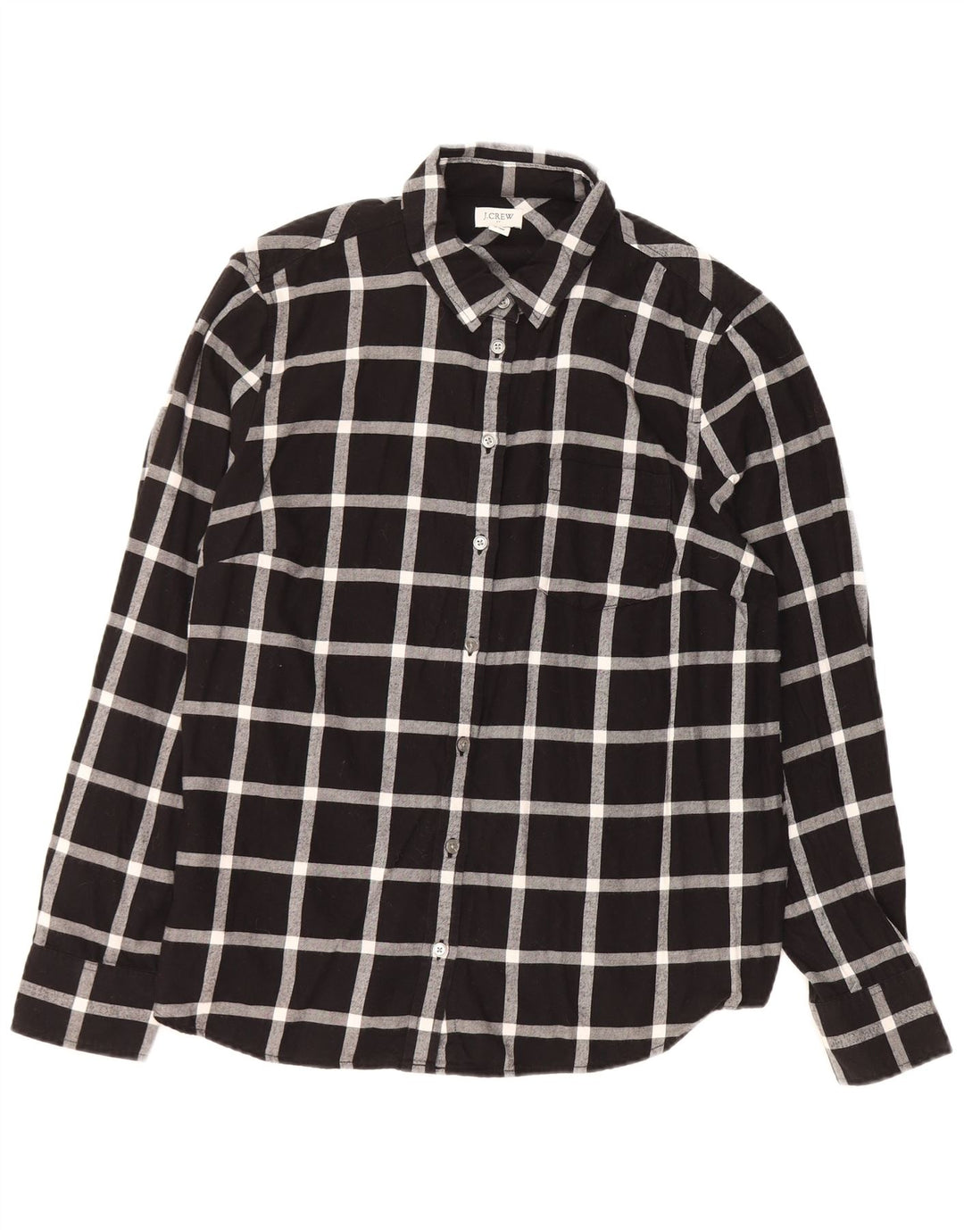 J. CREW Camicia in flanella da donna UK 16 Grande cotone a quadri neri