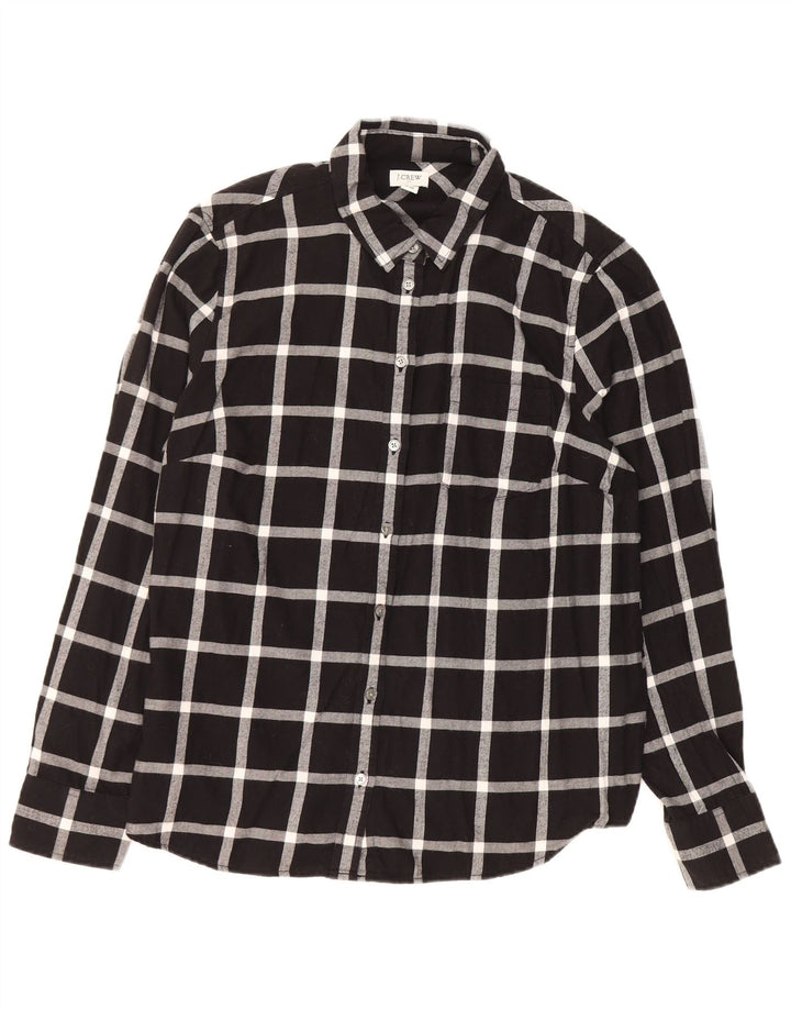J. CREW Camicia in flanella da donna UK 16 Grande cotone a quadri neri