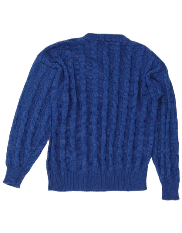 VINTAGE Maglione girocollo da uomo in lana blu medio