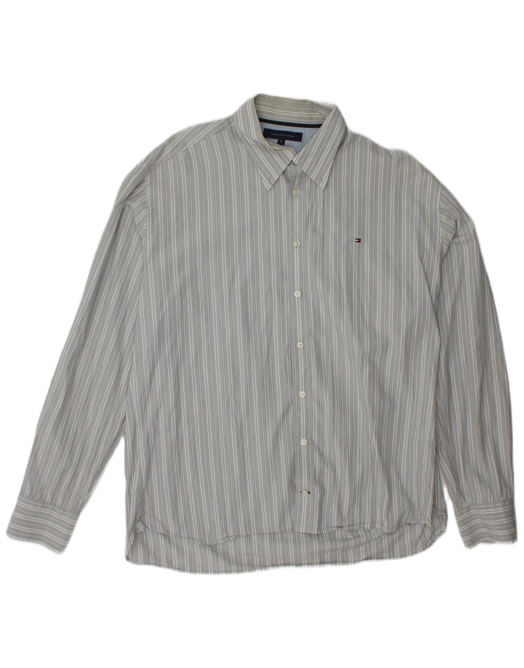 TOMMY HILFIGER Camicia da uomo XL in cotone a righe grigie