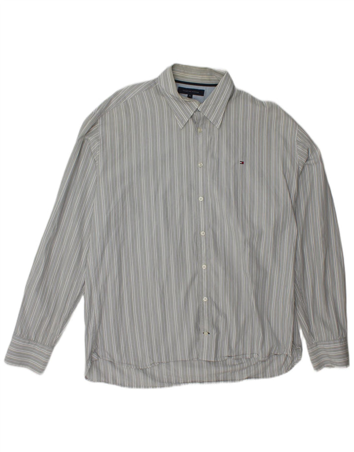 TOMMY HILFIGER Camicia da uomo XL in cotone a righe grigie