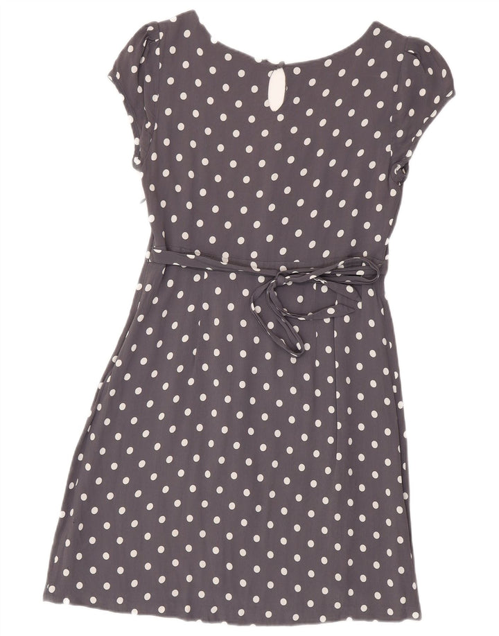 Abito da tè da donna Monsoon UK 12 Viscosa a pois grigio medio