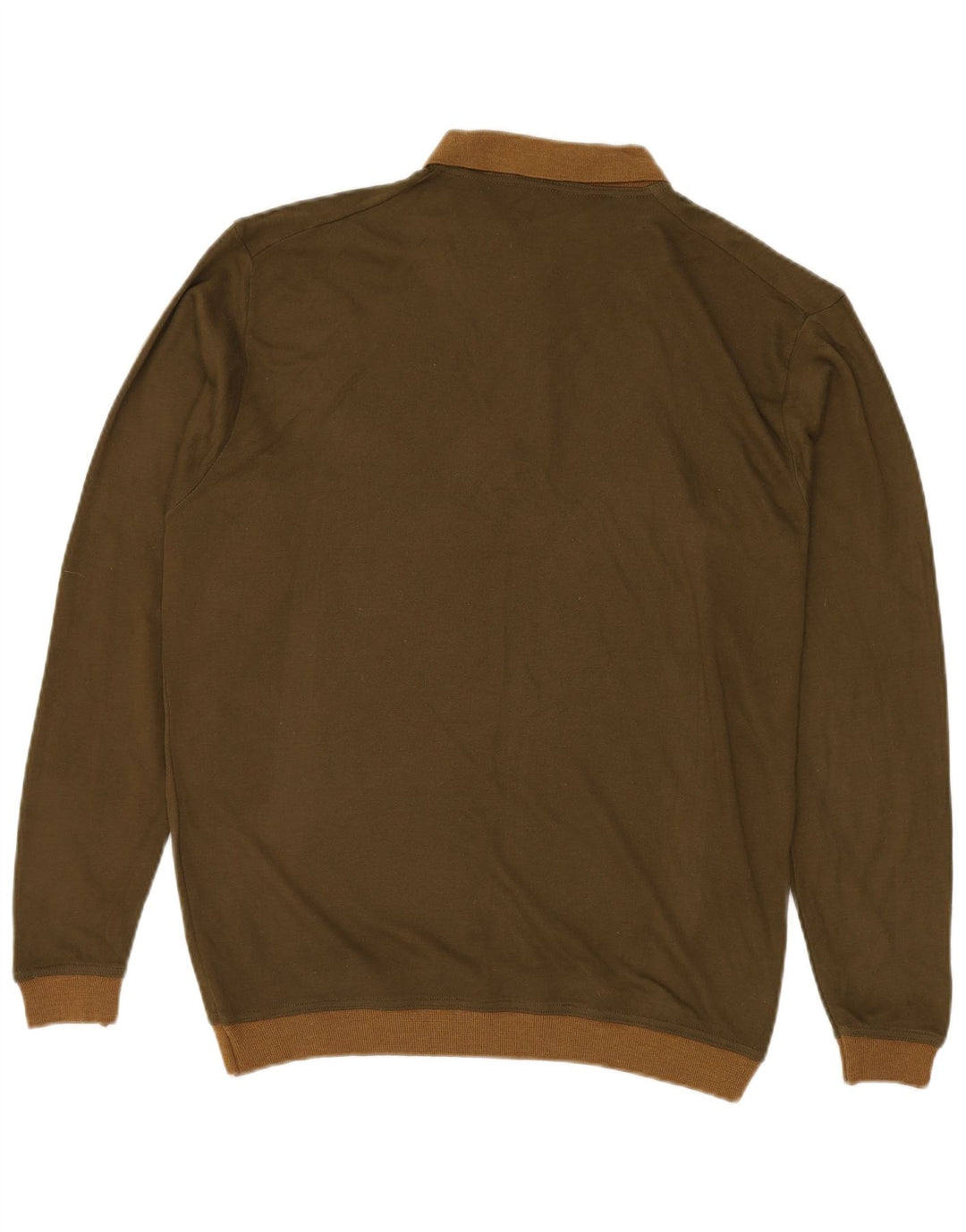 VINTAGE Maglione da uomo con collo a polo grande acrilico kaki