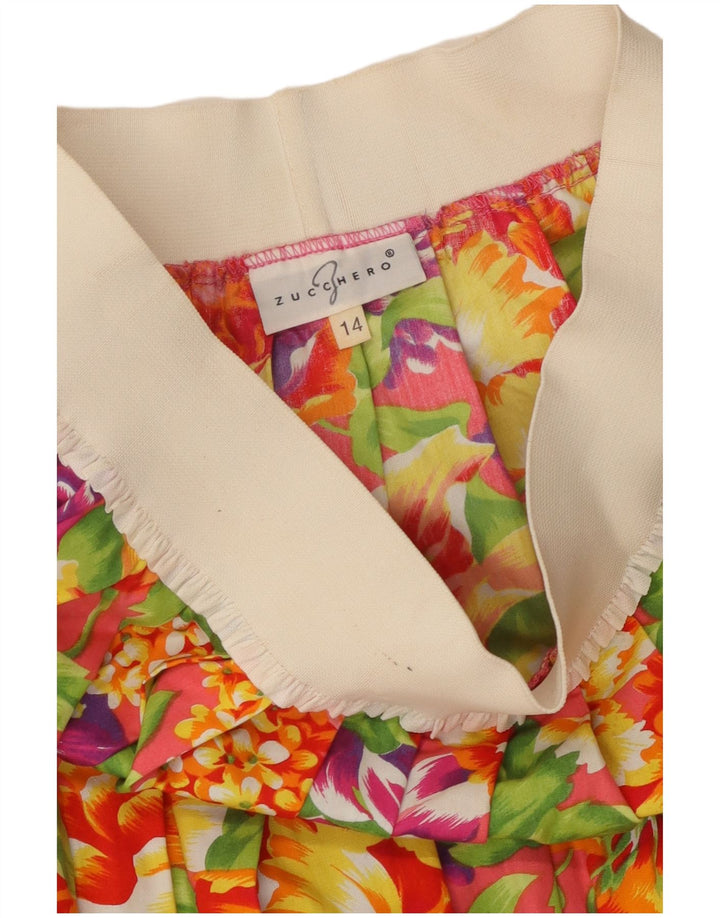 Gonna a pieghe da donna Zucchero UK 14 media W28 floreale multicolore
