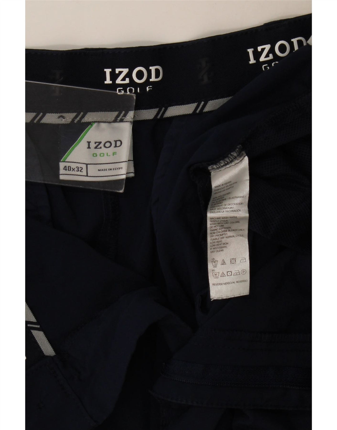 Pantaloni chino dritti da uomo Izod W40 L30 poliestere blu navy