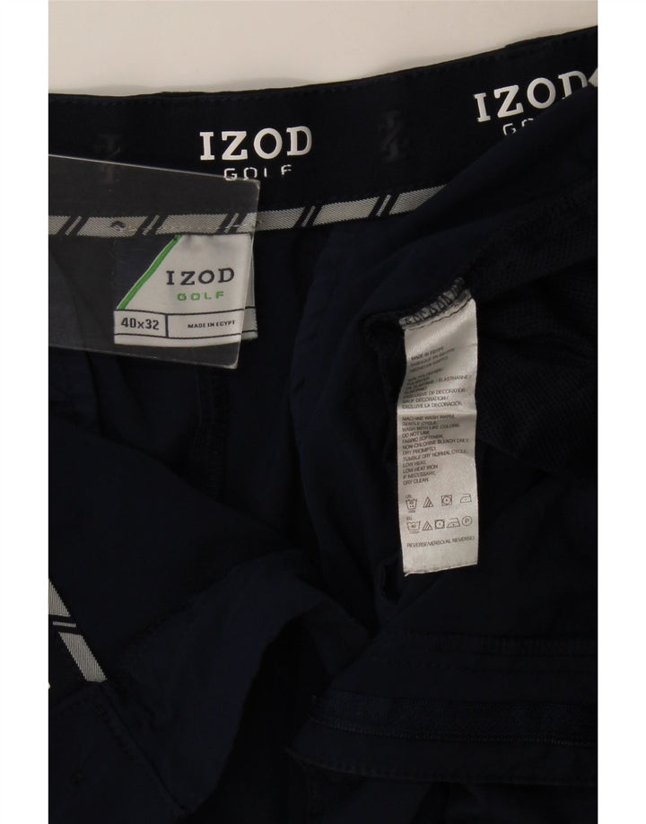 Pantaloni chino dritti da uomo Izod W40 L30 poliestere blu navy
