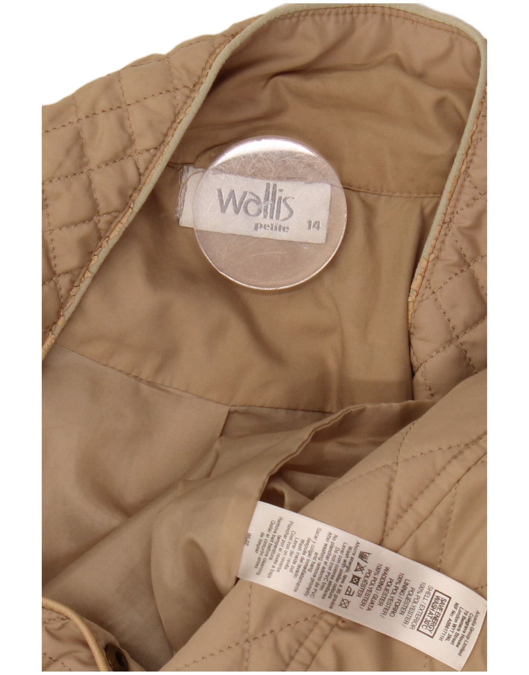 Giacca trapuntata Petite da donna Wallis UK 14 Large Beige Poliestere