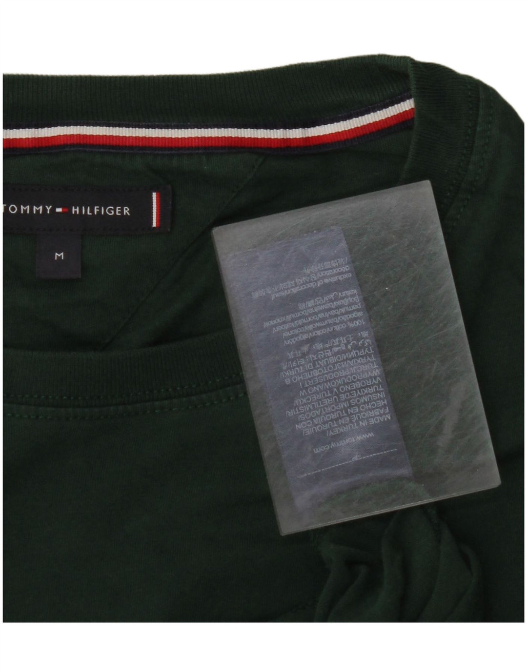 TOMMY HILFIGER Mens T-Shirt Top Medium Green Cotton