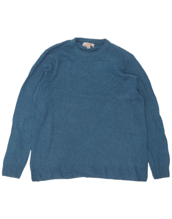 Maglione maglione girocollo da uomo Marks & Spencer grande lana d'agnello blu