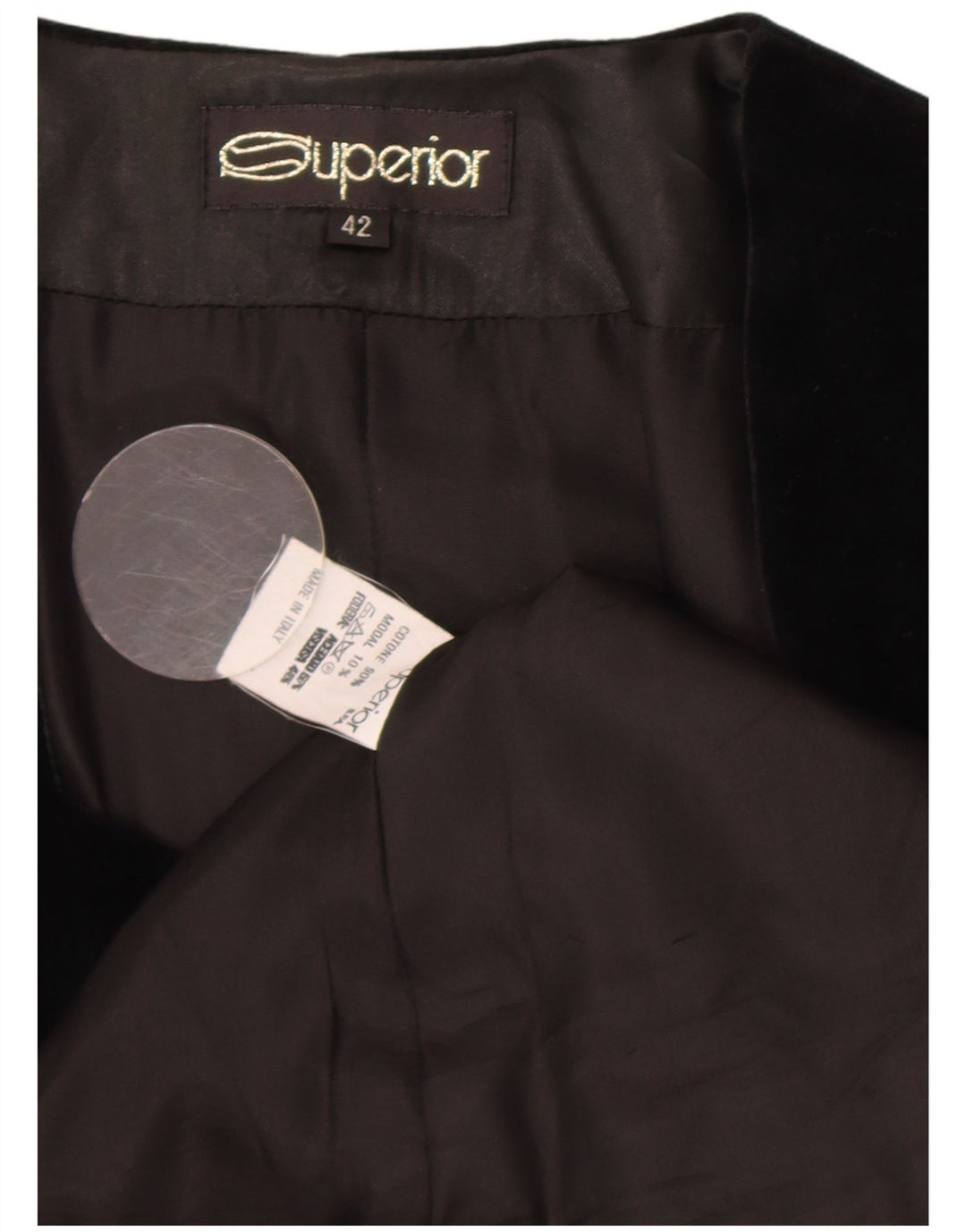Set gonna da donna in velluto a 2 pezzi a 4 bottoni Superior IT 42 medio W28 nero