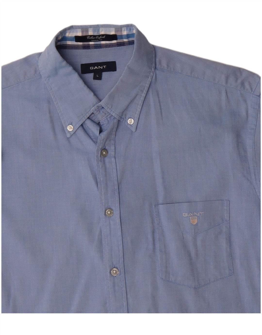 Gant Camicia da uomo a maniche corte vestibilità casual grande in cotone blu