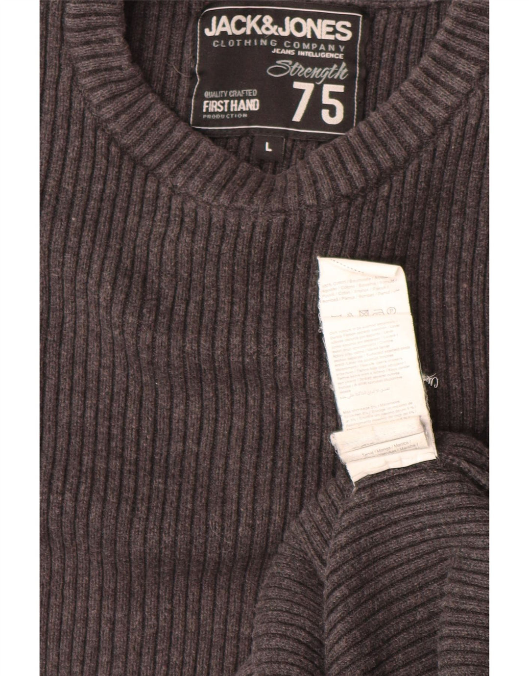 JACK & JONES Maglione da uomo girocollo con grafica grande in cotone grigio