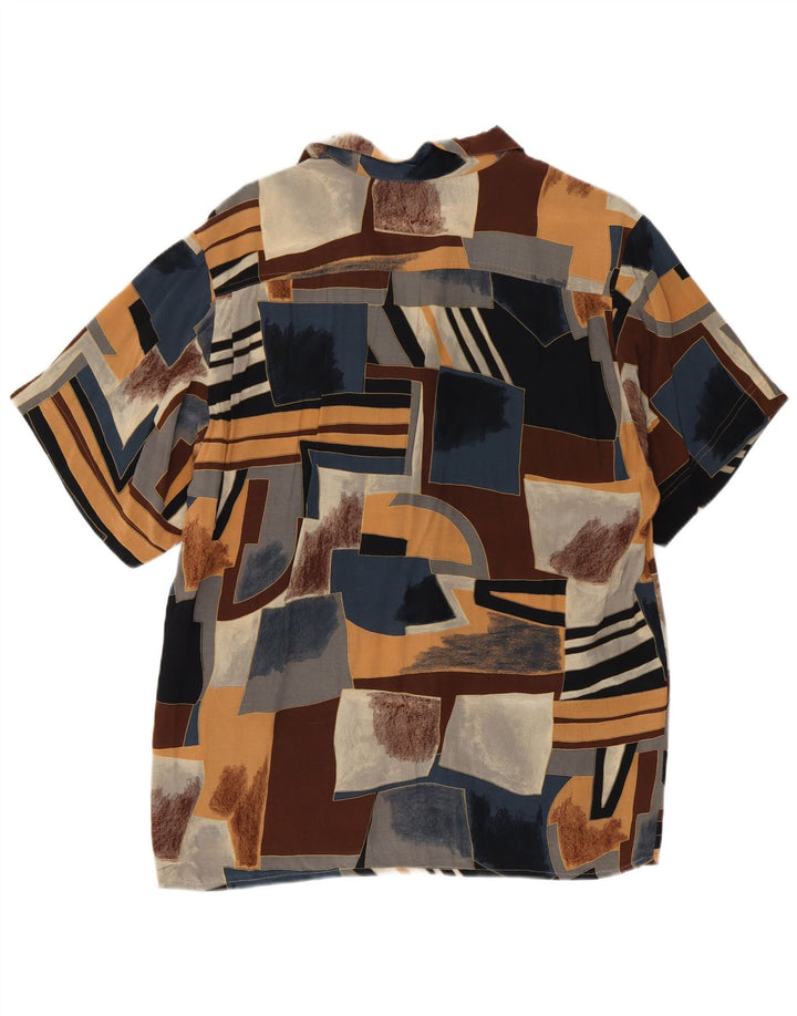 Camicia vintage da uomo a maniche corte piccola retrò geometrico multicolore