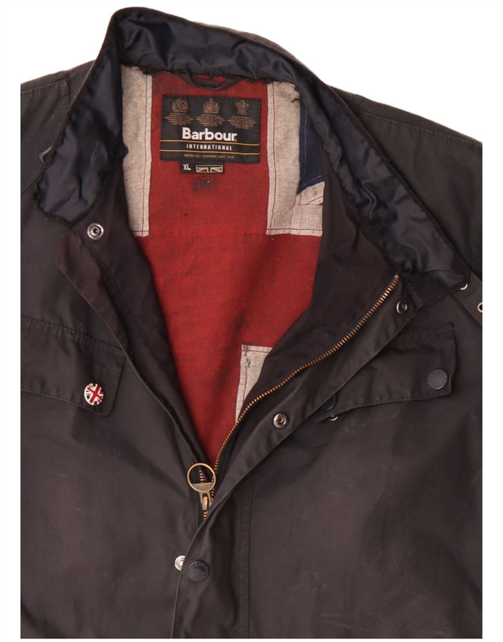 Giacca da uomo in cotone cerato Barbour UK 42 XL Cotone blu navy