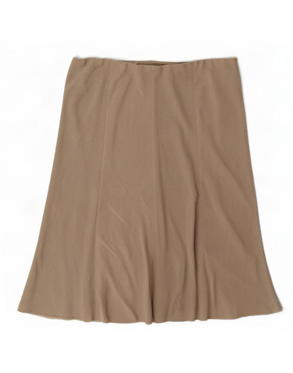 Gonna svasata da donna Marks & Spencer UK 18 XL W38 Viscosa a quadretti beige