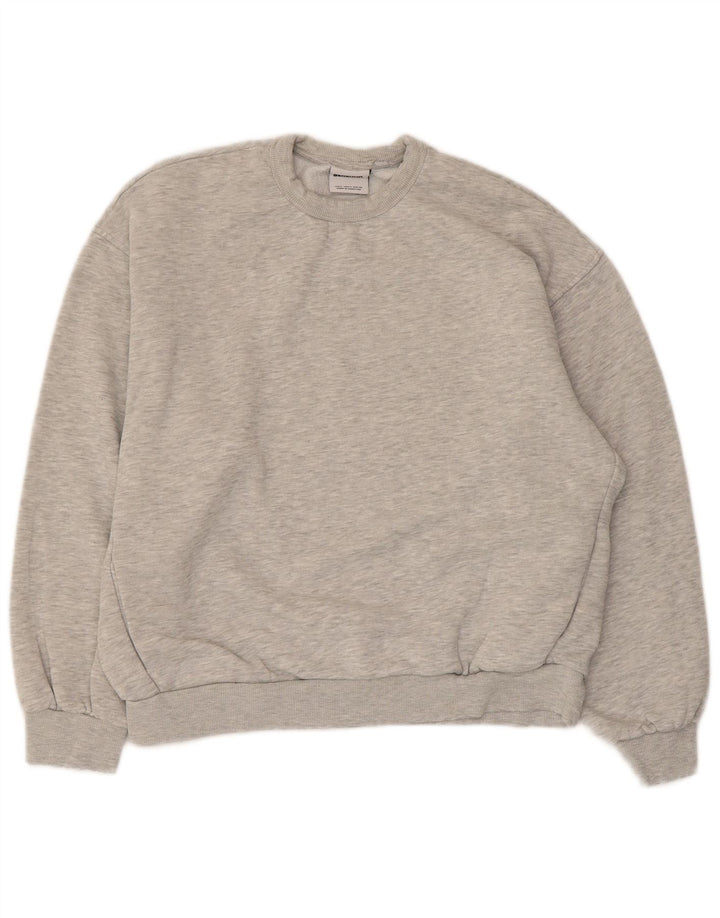 Maglione felpa oversize da donna BERSHKA UK 10 piccolo cotone chiazzato grigio