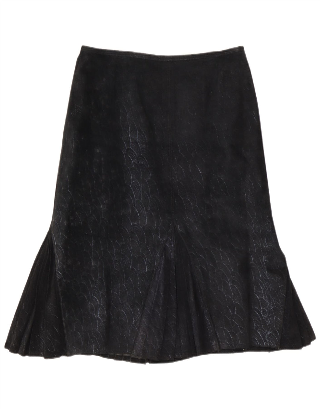 Gonna a sirena vintage in pelle scamosciata con motivo astratto da donna W30 blu navy medio