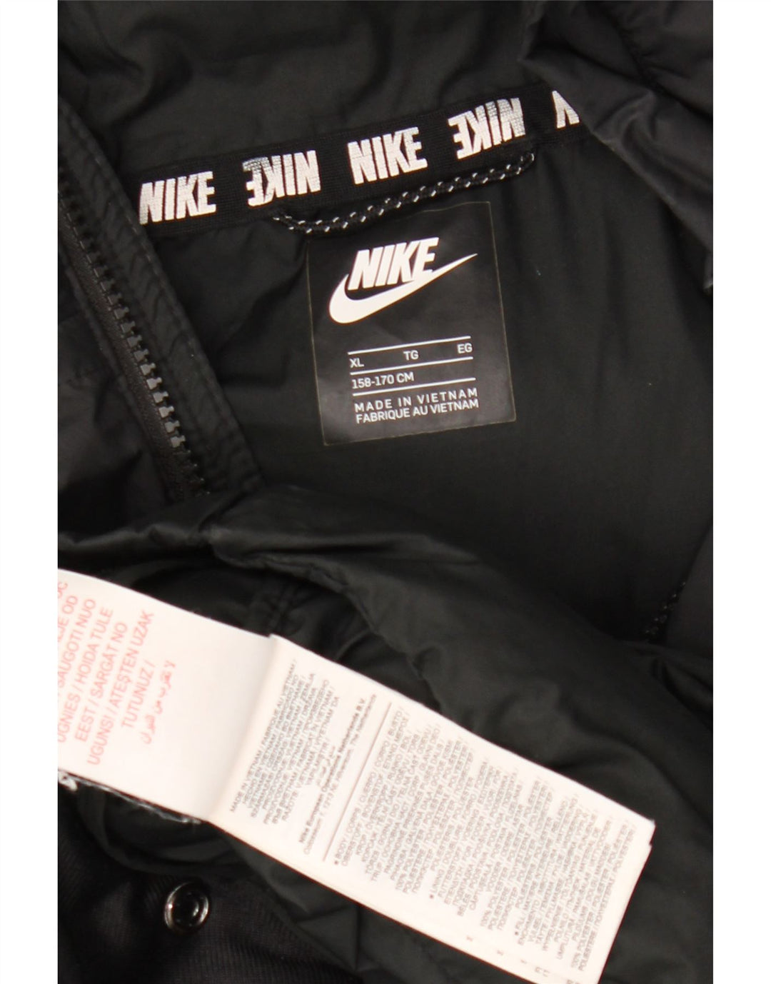 Giacca imbottita con cappuccio Nike da bambino 13-14 anni XL poliestere nero