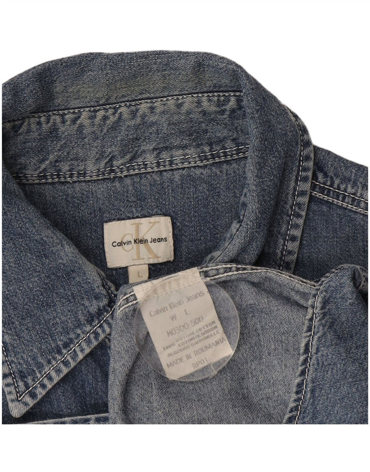 Camicia di jeans da uomo Calvin Klein grande in cotone blu