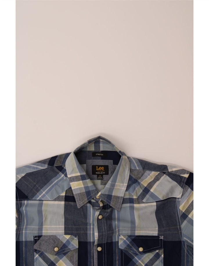 LEE Mens Regular Fit Short Sleeve Shirt Medium Navy Blue Check Cotton Vintage Lee and Second-Hand Lee from Messina Hembry 