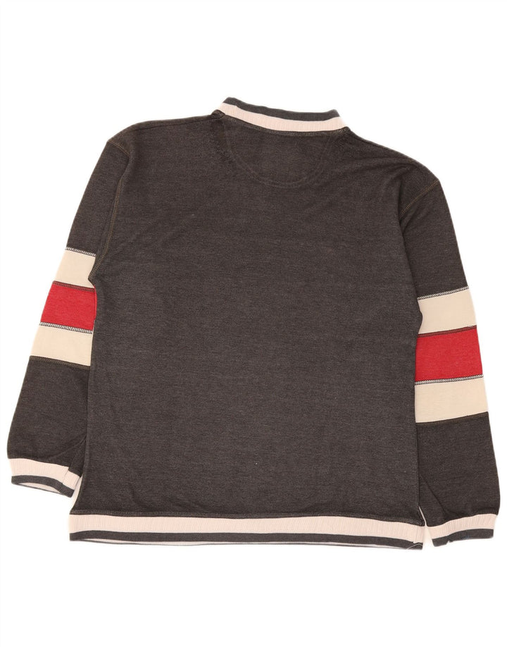 Felpa grafica da uomo North Pole Maglione grigio medio color block