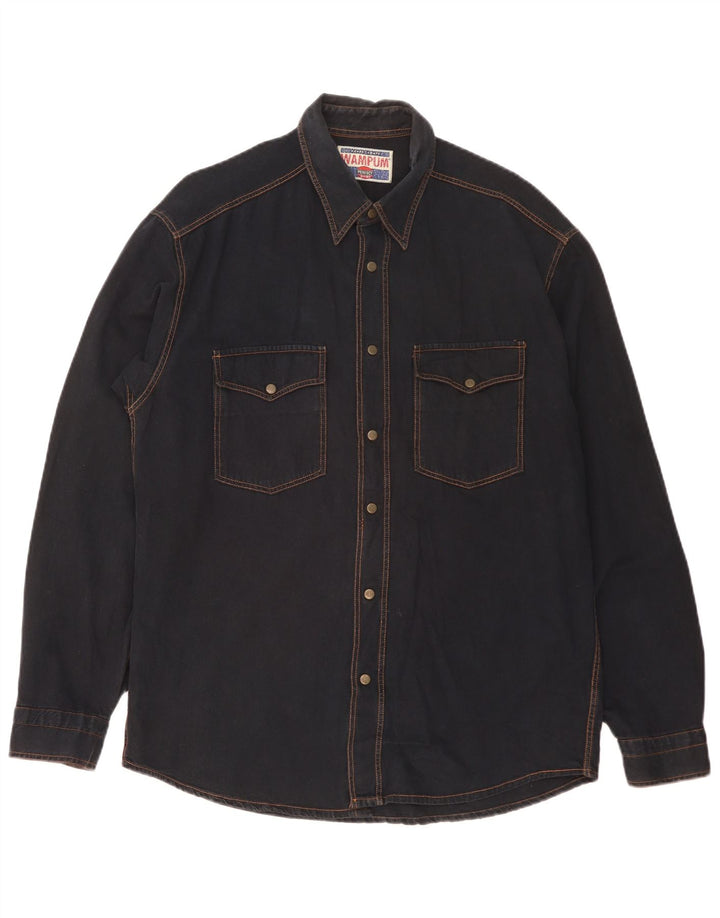 Camicia di jeans da uomo WAMPUM blu navy medio