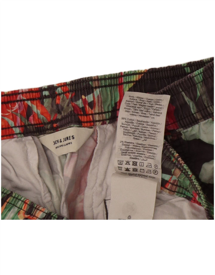 Pantaloncini da bagno da uomo Jack & Jones grandi in cotone floreale grigio
