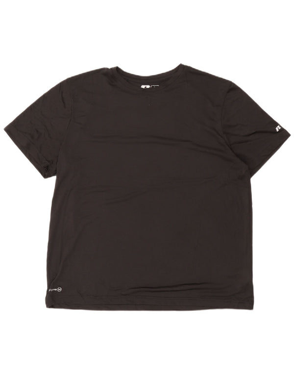 T-shirt da uomo Russell Athletic Top grande sportivo in poliestere nero