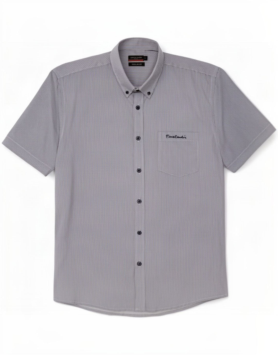 Camicia da uomo a maniche corte, vestibilità regolare, Pierre Cardin, grande, blu navy, chevron