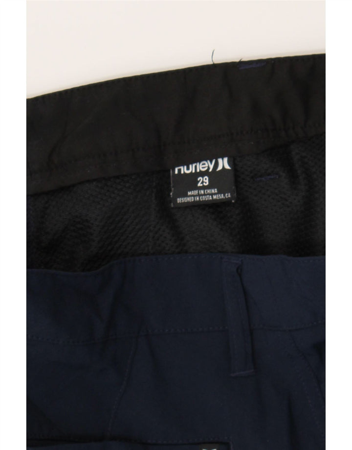 HURLEY Mens Chino Shorts W29 Small Navy Blue Polyester Vintage Hurley and Second-Hand Hurley from Messina Hembry 
