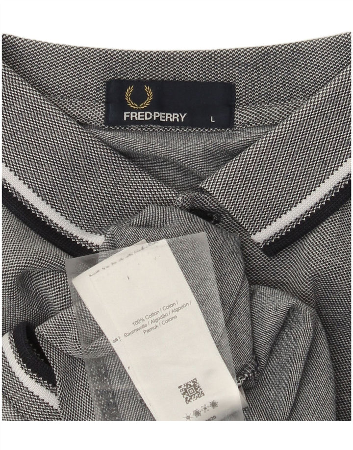 Polo da uomo Fred Perry grande in cotone grigio