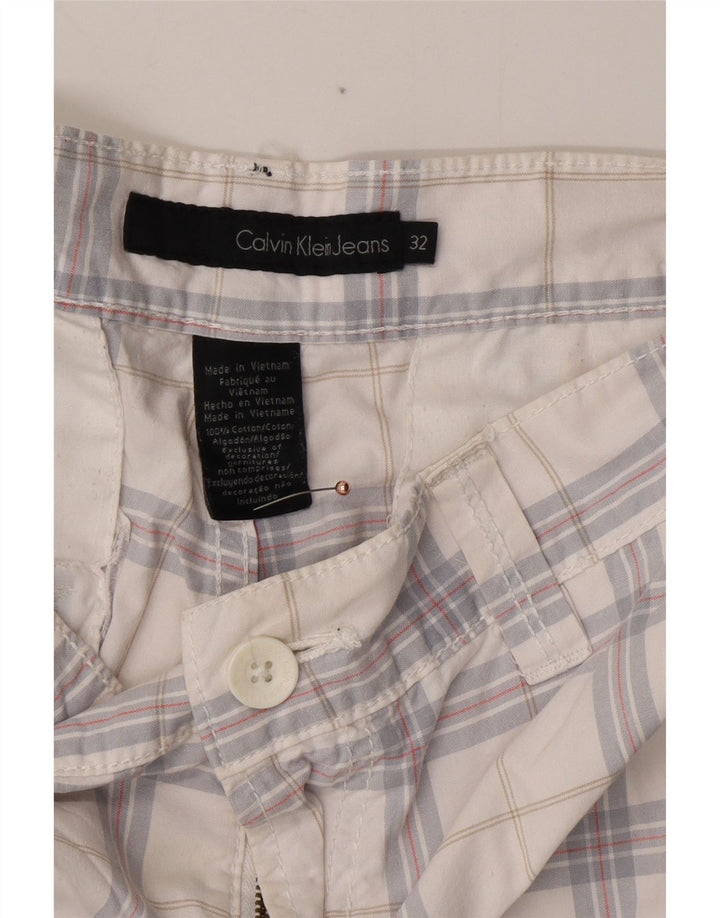 CALVIN KLEIN Pantaloncini cargo da uomo W32 cotone medio a quadri bianchi
