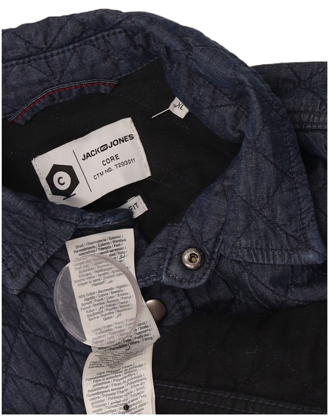 Jack & Jones Camicia trapuntata overshirt da uomo XL in cotone blu navy