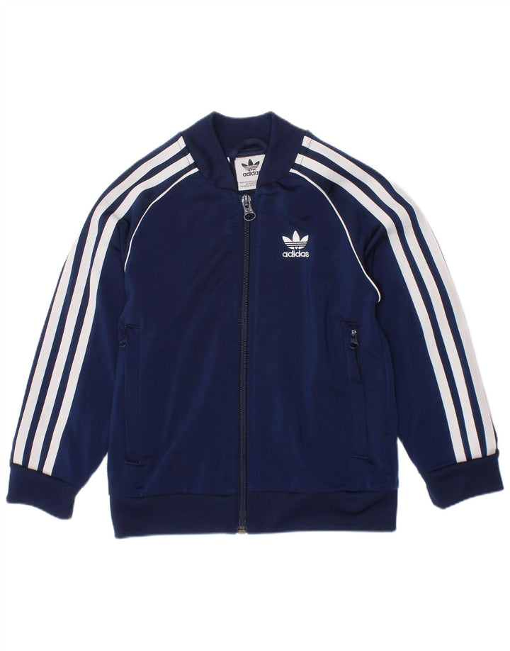 Giacca da tuta da ragazzo Adidas 4-5 anni in poliestere blu navy