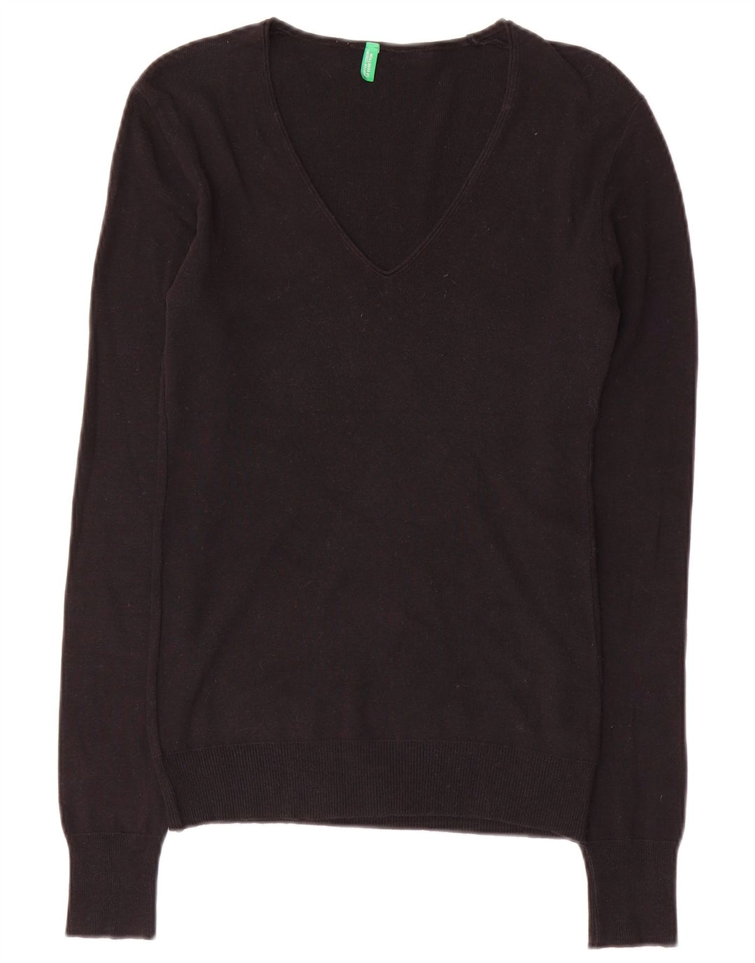 Maglione maglione con scollo a V da donna BENETTON UK 10 piccolo nero