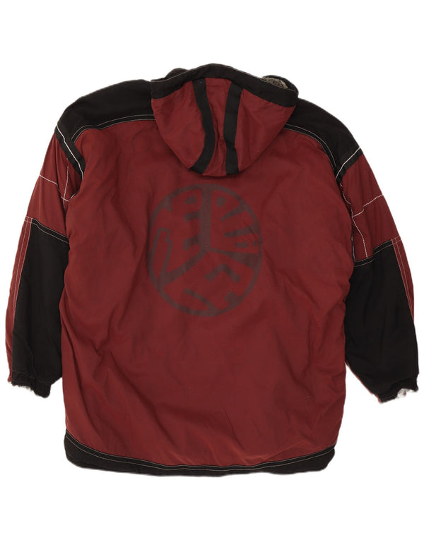Giacca da sci con cappuccio da uomo Tokka Tribe UK 40 Large Borgogna color block