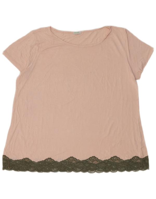 T-shirt da donna Benetton Top UK 14 grande rosa floreale