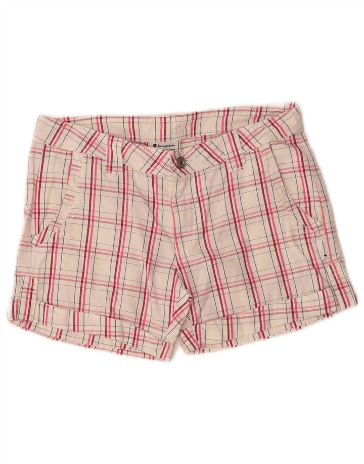 Pantaloncini chino da donna Champion piccoli W27 in cotone a quadri bianchi