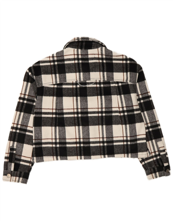 Giubbotto bomber oversize corto da donna Zara UK 6 XS poliestere nero a quadri