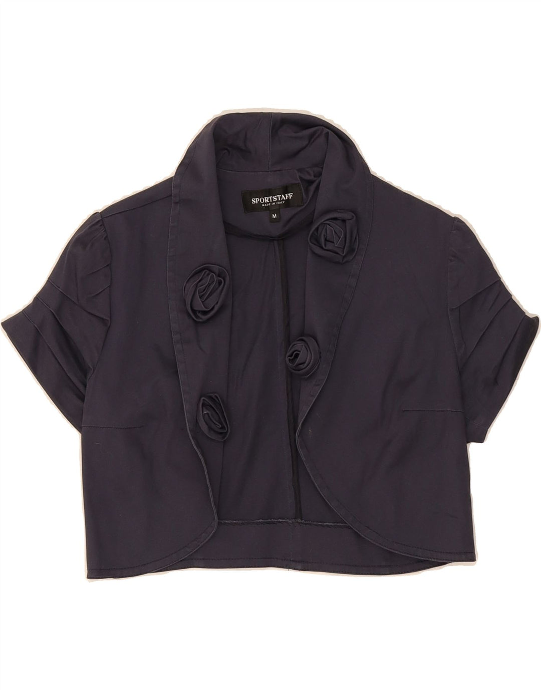 SPORTSTAFF Womens Open Short Sleeve Blazer Jacket UK 12 Medium Navy Blue Vintage Sportstaff and Second-Hand Sportstaff from Messina Hembry 