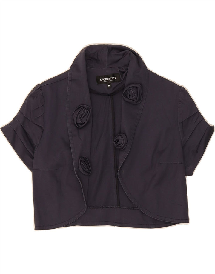 SPORTSTAFF Womens Open Short Sleeve Blazer Jacket UK 12 Medium Navy Blue Vintage Sportstaff and Second-Hand Sportstaff from Messina Hembry 