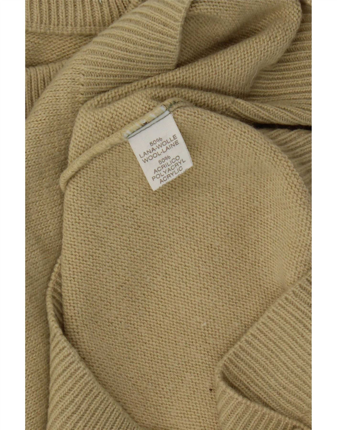 Maglione vintage da uomo girocollo IT 52 grande lana beige