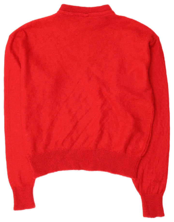 Maglione vintage da donna con collo dolcevita UK 12 Blocco colore rosso medio