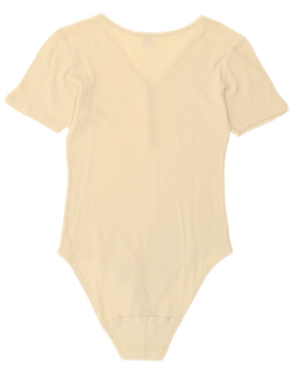 Body vintage da donna UK 8 piccolo bianco sporco